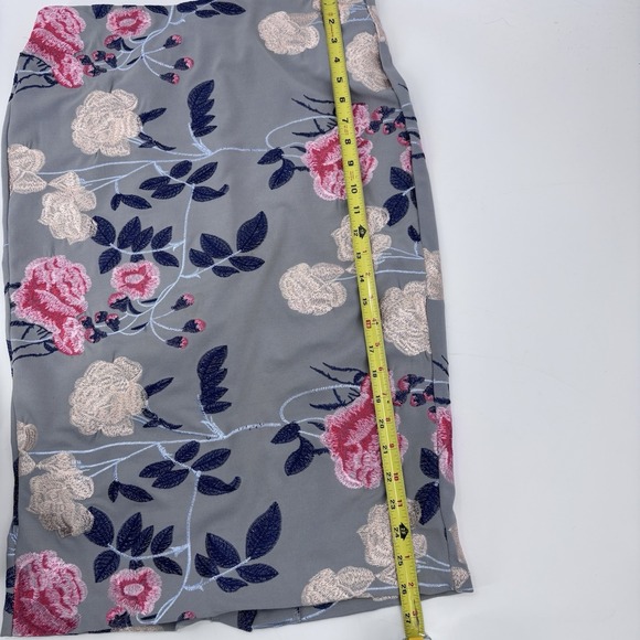 Eci NY Blue Embroidered Floral Pencil Skirt Women's Medium Romantic Academia - Picture 8 of 9